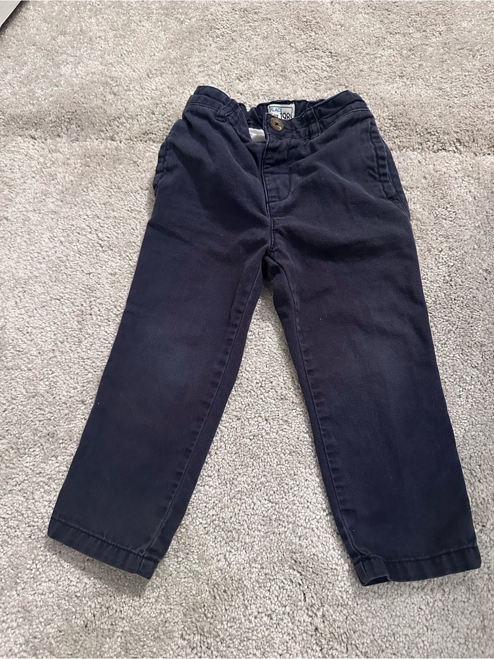 Place Navy Cotton Twill Straight-Leg Pants